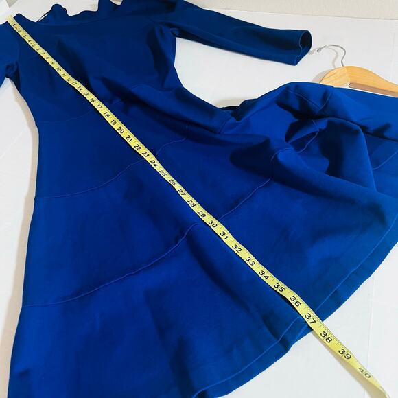 Banana Republic Three Quarter Sleeve Fit And Flare Dress Size 2 Blue - Picture 6 of 7